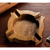 Cigar Ashtray Cool Solid Walnut Wood Rustic Minimalist Ash Tray Round Cigarette