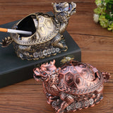 Ashtray with Lid animal metal covered ash tray Turtle zinc alloy smokeless windproof cool cute 