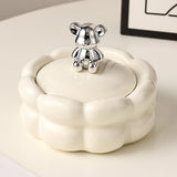Nordic Ashtray with Lid Bubbles Surface Ceramic ash tray lidded covered windproof smokeless home decor decorative bear cream white silver