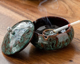 outdoor smokeless ash tray for weed with lid ceramic