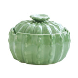 Cactus Ashtray with Lid for Outdoor Patio Porch Cute Cool Ceramic Ash Tray Green Smokeless Covered Lidded
