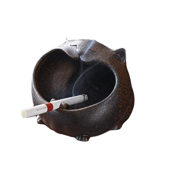 outdoor ceramic ashtray coarse pottery dark cute cat pig ash tray windproof cool animal handmade decorative vintage retro