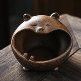 outdoor ceramic ashtray coarse pottery dark cute cat pig ash tray windproof cool animal handmade decorative vintage retro