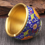 Copper Ashtray with Exquisite Painting Vintage gold deep blue gold outdoor windproof