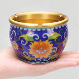 Copper Ashtray with Exquisite Painting Vintage gold deep blue gold outdoor windproof