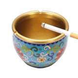 Copper Ashtray with Exquisite Painting Vintage gold light blue gold outdoor windproof