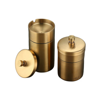 metal ashtray with lid stainless steel covered ash tray for car outdoor cool smokeless windproof gold 