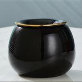 Outdoor Ashtray with Lid Ceramic Ash Tray Cute Cool Covered Black