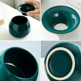 Outdoor Ashtray with Lid Ceramic Ash Tray Cute Cool Covered Green