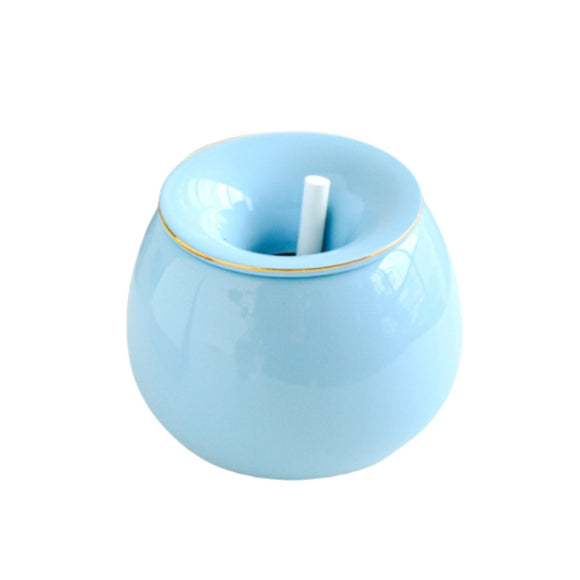 Outdoor Ashtray with Lid Ceramic Ash Tray Cute Cool Covered Blue