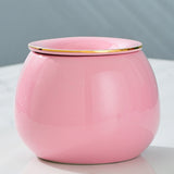 pink ceramic ashtray with lid cute round decorative design