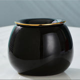 black ceramic ashtray with lid minimalist glossy finish