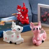 Cute Deer Ashtray Cool Ceramic Ash Tray Windproof Animal Home Decor Handmade Pink