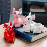 Cute Deer Ashtray Cool Ceramic Ash Tray Windproof Animal Home Decor Handmade Pink