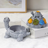 Cute Tortoise Outdoor Ashtray with Lid Resin Windproof Covered Lidded mum kid succulent