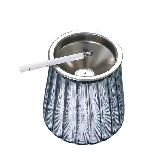 Glass Ashtray With Funnel Lid Minimalist Windproof Ash Tray
