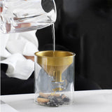 Glass Ashtray With Stainless Steel Funnel Cover Windproof Covered Lidded