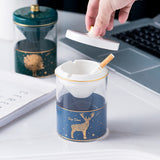 Glass Ashtray with Ceramic Funnel and Lid Nordic Smokeless Windproof Ash Tray Covered Lidded