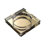 Gold crystal glass ashtray square heavy luxury design clear edges