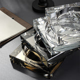 Stacked crystal glass ashtrays square design thick heavy glass premium look