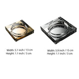 Crystal glass ashtray size comparison small and large dimensions display