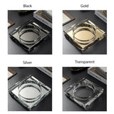 Crystal glass ashtray color options black gold silver clear variants