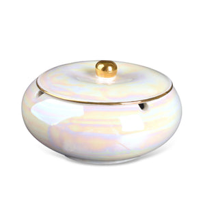 Cool Marble Ashtray with Lid for Patio Ceramic Handmade Pearl White