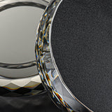 Round glass ashtray thick faceted edge detail crystal design close up
