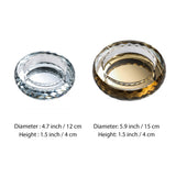 Clear and gold glass ashtray size comparison small and large