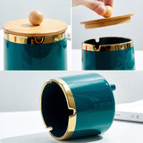 nordic outdoor ashtray with lid cool cute ceramic ash tray covered lidded gold edge green