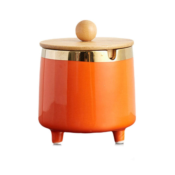 nordic outdoor ashtray with lid cool cute ceramic ash tray covered lidded gold edge orange