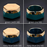 ceramic ashtray with lid cute cool ash tray teal green navy blue