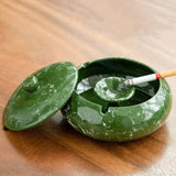 Outdoor Ashtray for Patio with Lid 5.7-inch Large Marble green