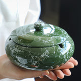Outdoor Ashtray for Patio with Lid 5.7-inch Large Marble green