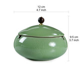 Outdoor Ashtray with Lid 4.7-inch (Cracked Ice Pattern) Ceramic Measurements
