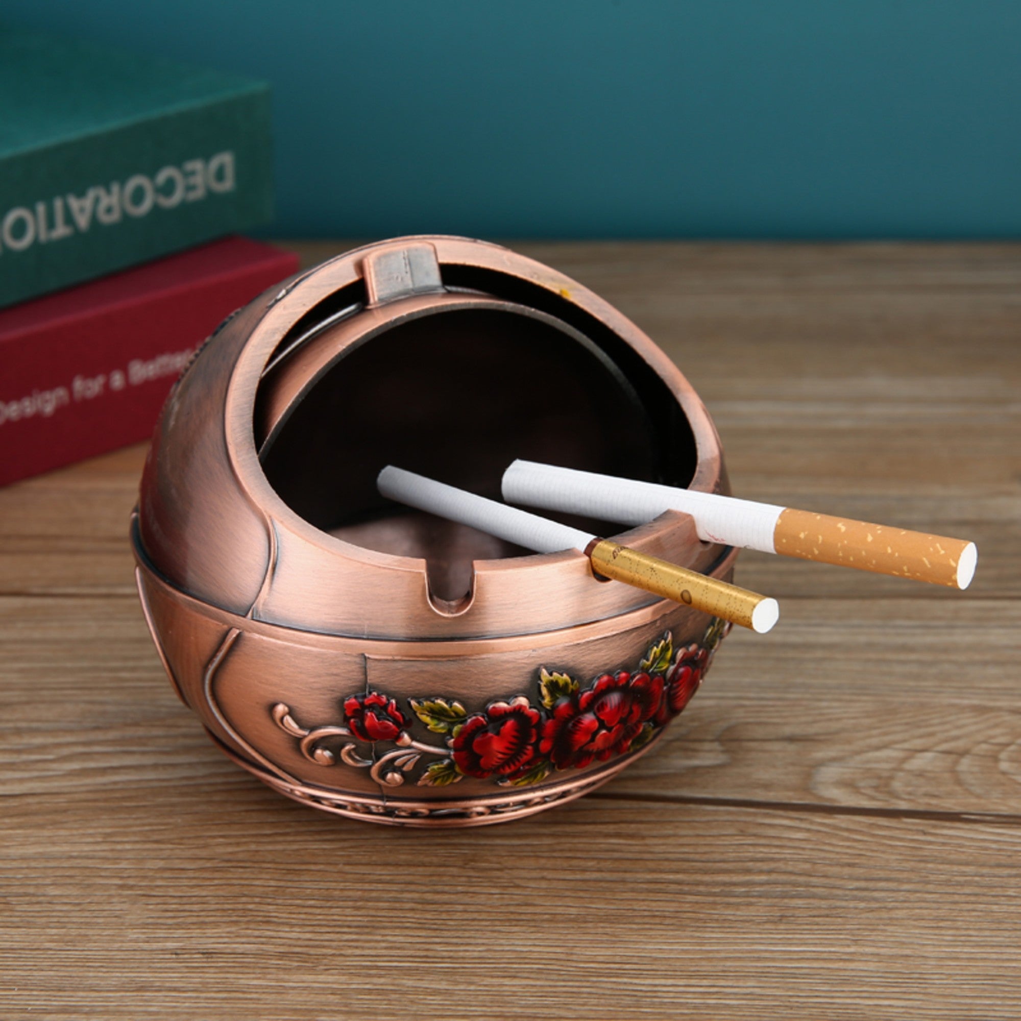 antique cigarette ashtray Vintage Ashtray Covered Outdoor Peacock Carving red antique cigarette ashtray Vintage Ashtray Covered Outdoor Peacock Carving red
