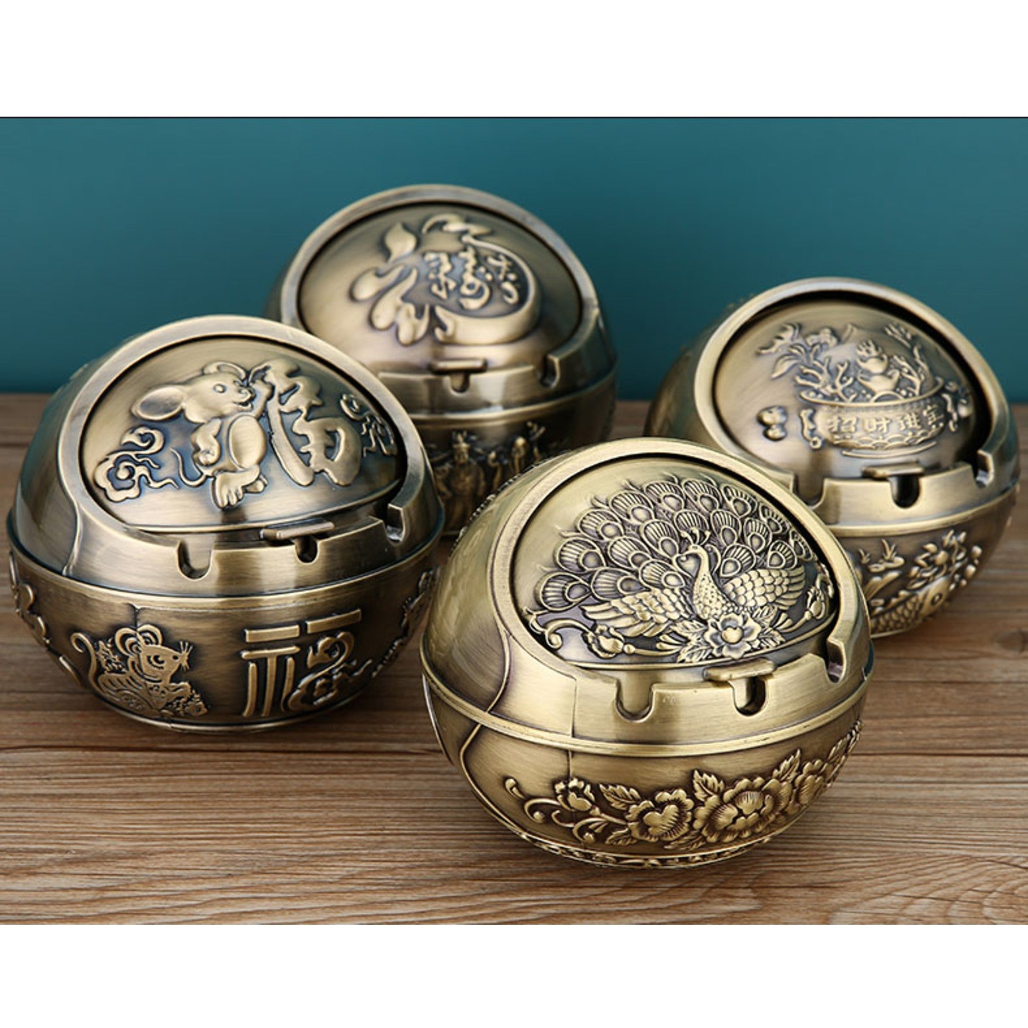 Vintage Ashtray Covered Outdoor Peacock Carving – Ashtray Planet
