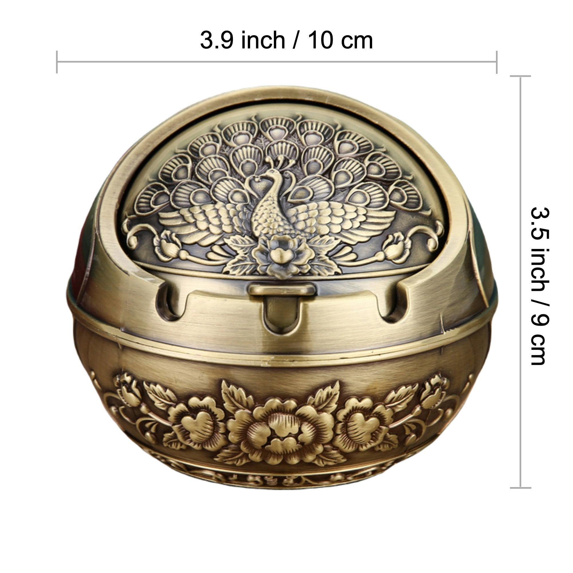 Vintage Ashtray Covered Outdoor Peacock Carving – Ashtray Planet