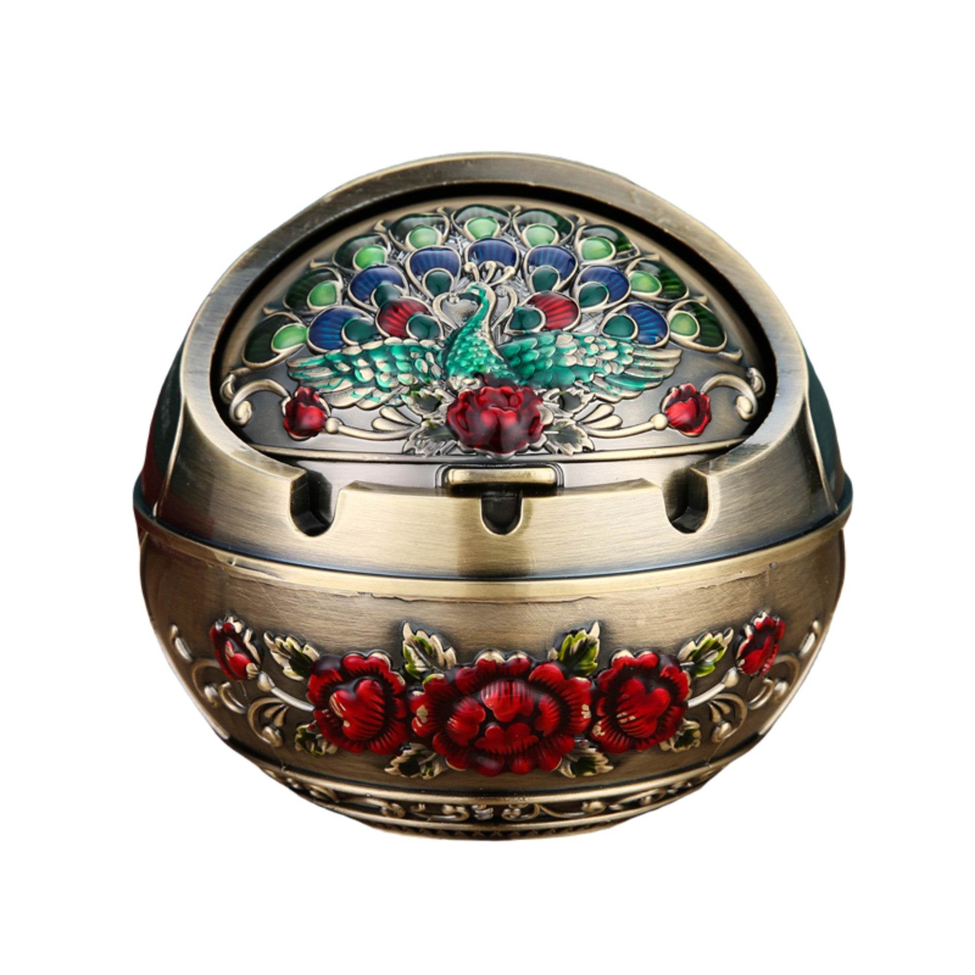 Vintage Ashtray Covered Outdoor Peacock Carving – Ashtray Planet