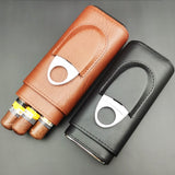 portable travel cigar humidor leather cigar holster case brown black