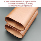 portable travel cigar humidor leather cigar holster case brown cedar wood