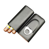 portable travel cigar humidor leather cigar holster case black