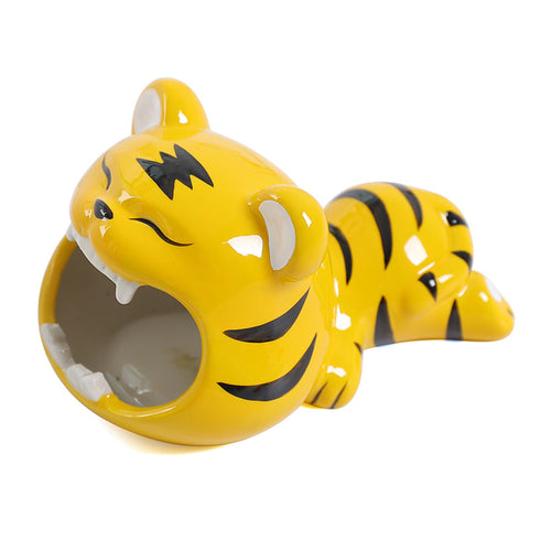 Tiger Ashtray Ceramic Cool Cute Ash Tray windproof outdoor yellow