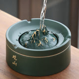 outdoor ashtray with lid ceramic ash tray smokeless mountain handmade green