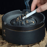 outdoor ashtray with lid ceramic ash tray smokeless mountain handmade black green