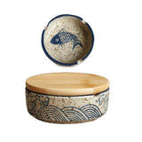 ceramic fish ashtray with lid vintage style ashtray with wooden lid