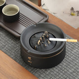 ashtray with lid on table clean smokeless ashtray indoor use