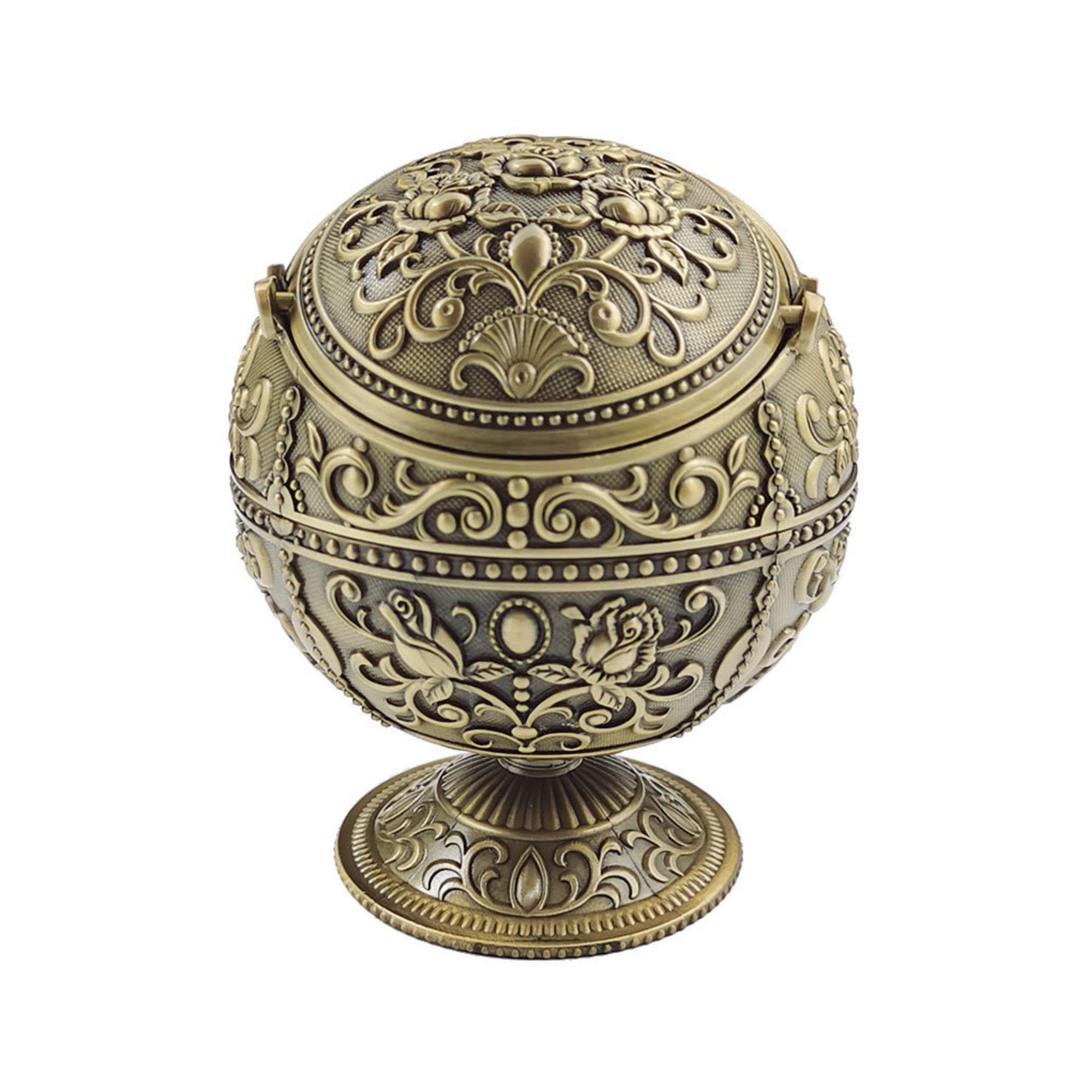 Ashtray with Flip Lid and Rose Carving – Ashtray Planet