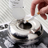 outdoor ashtray with lid metal ash tray flip lid stainless steel rustless smokeless windproof large for patio
