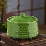 Ashtray with Lid for Outdoor Ceramic Celadon Green Smokeless Covered Lidded Ash Tray green
